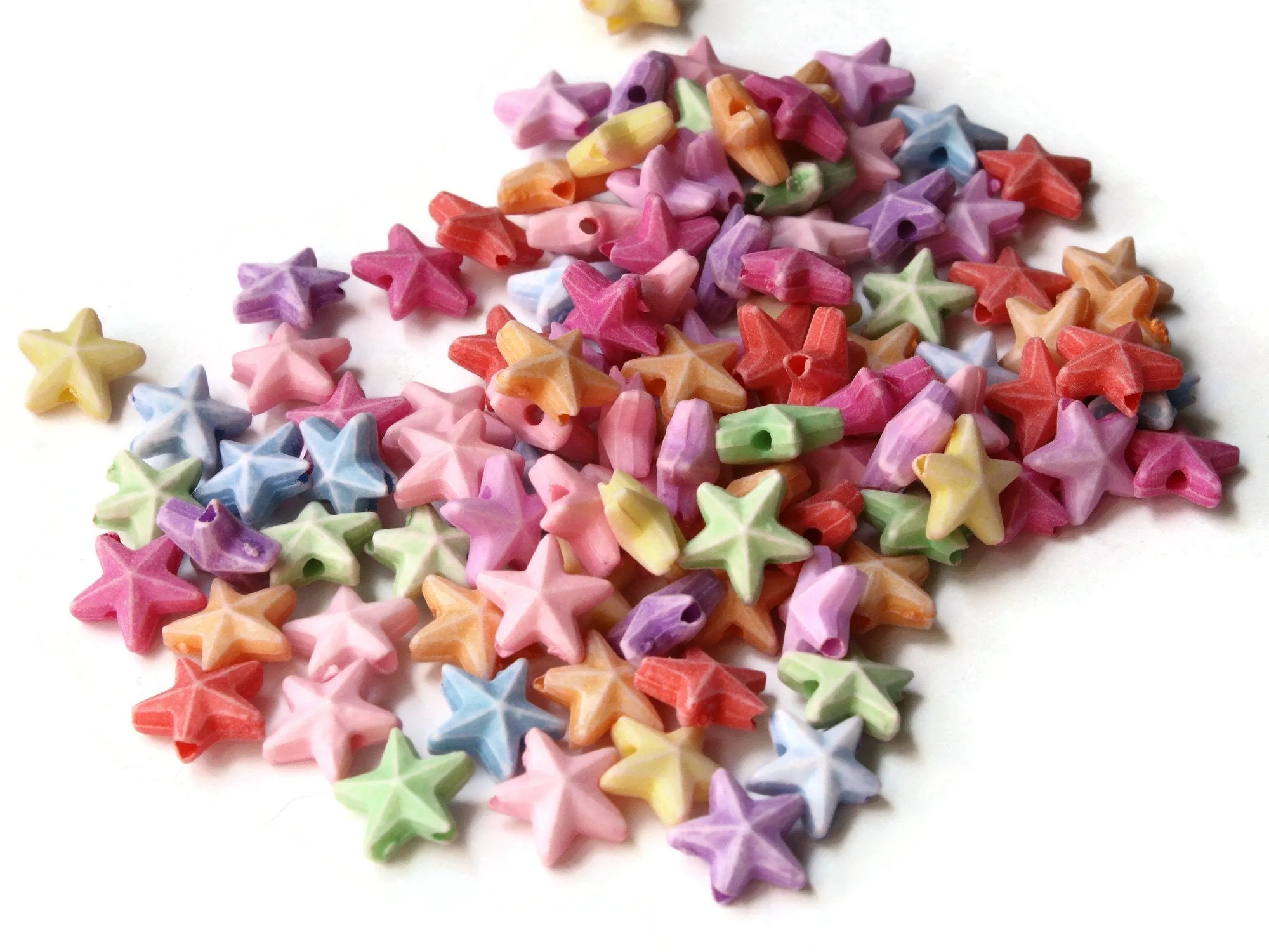 100 10mm Mixed Colors Plastic Star Beads Loose Miniature Celestial Beads
