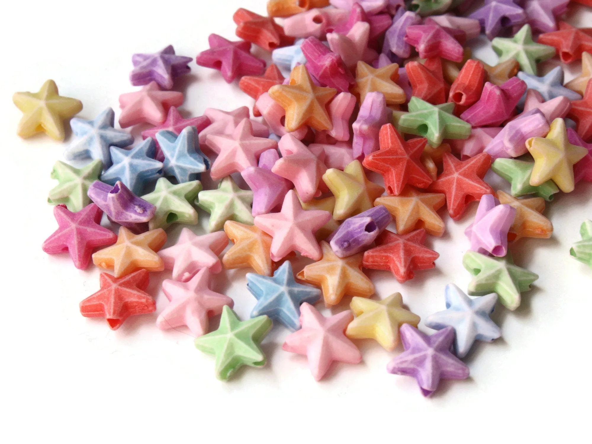 100 10mm Mixed Colors Plastic Star Beads Loose Miniature Celestial Beads
