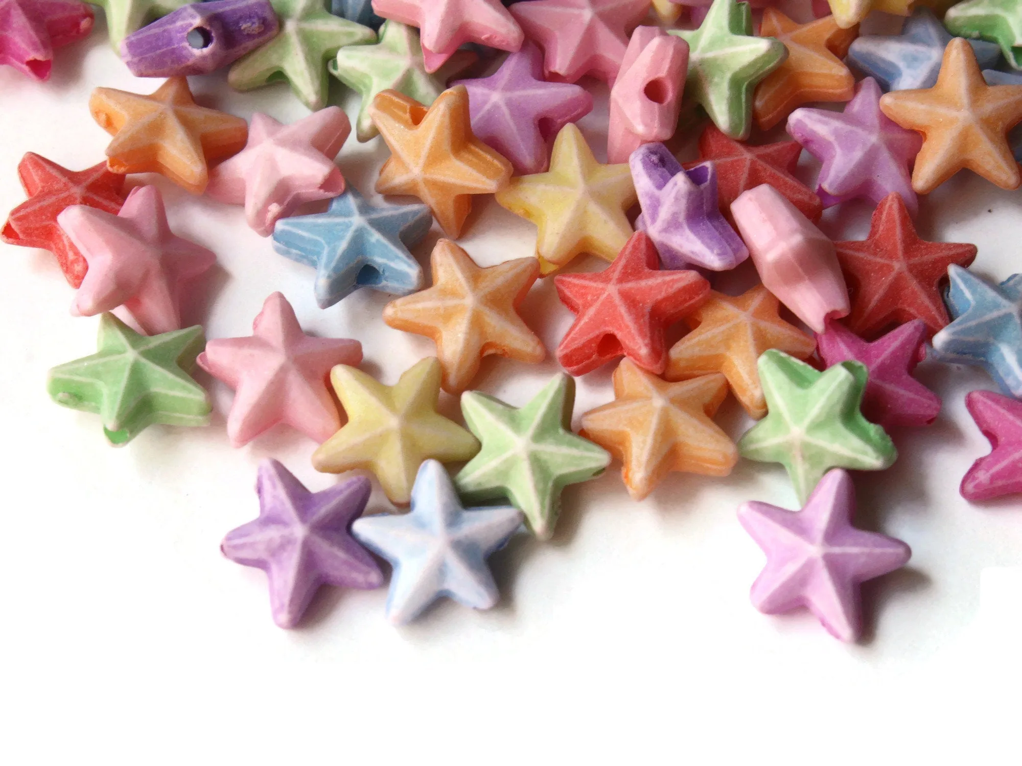 100 10mm Mixed Colors Plastic Star Beads Loose Miniature Celestial Beads