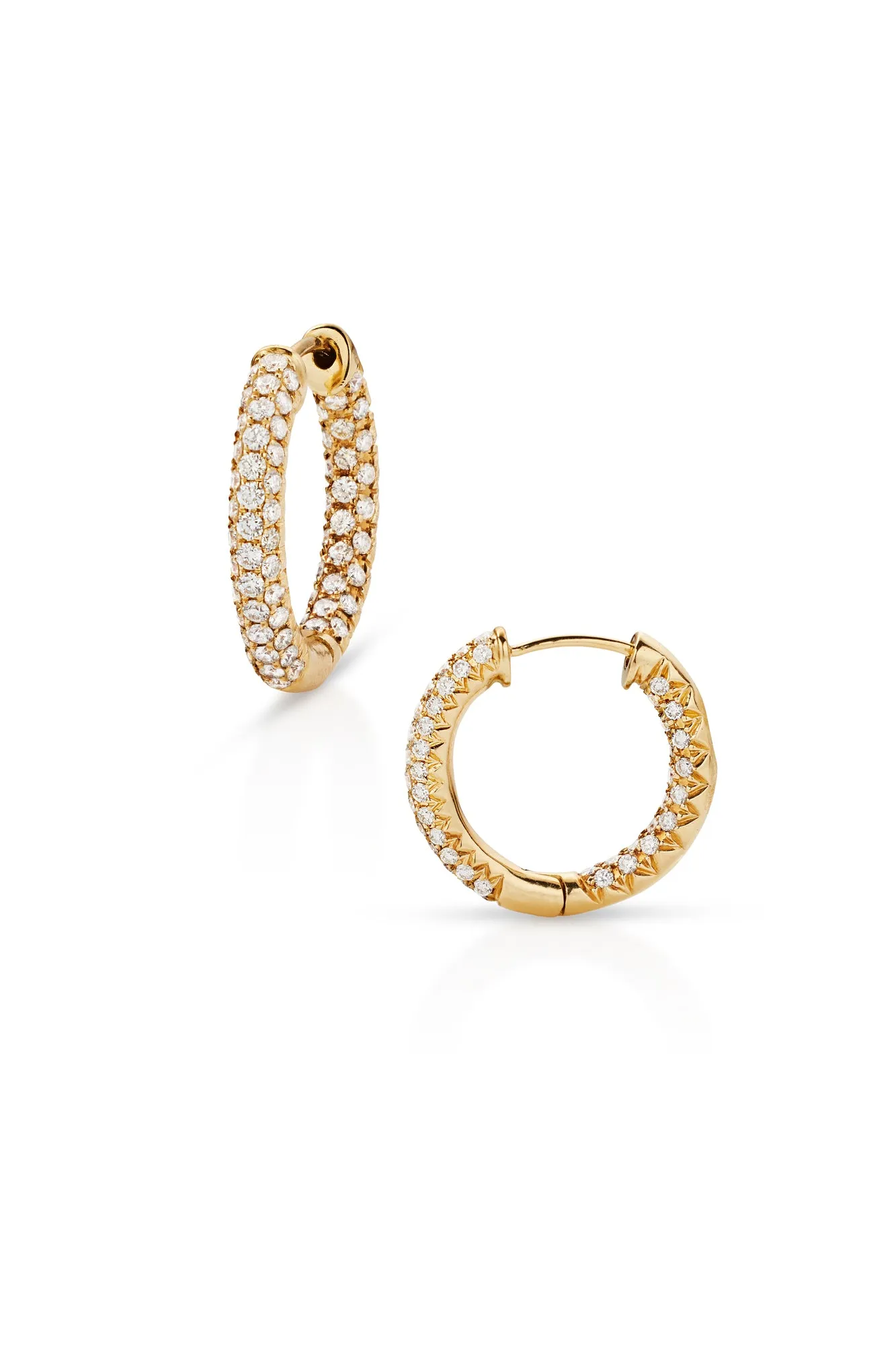 18KY Pave In and Out Hoops