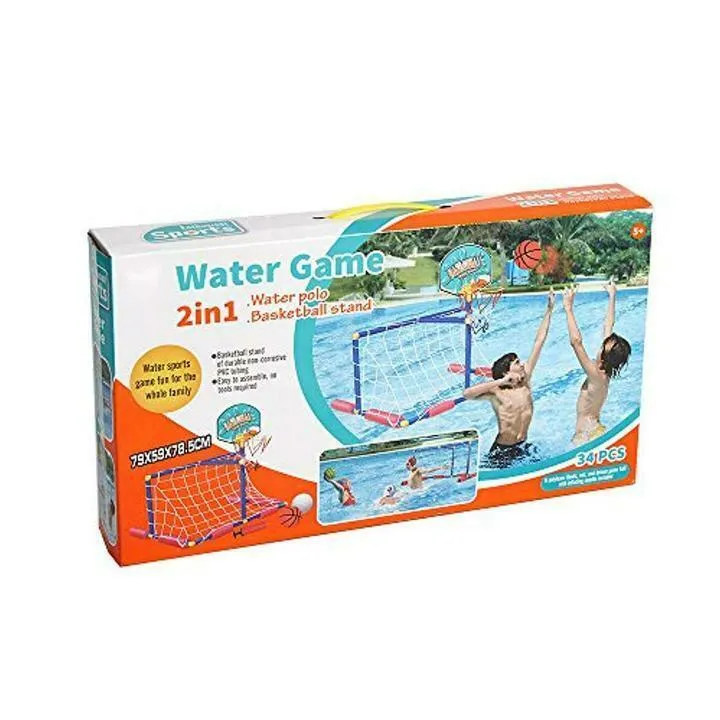 2 in 1 Water Sport Game Polo Basketball Stand Swimming Play Kids Family