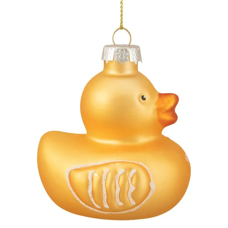 2.75" Yellow Holiday Collections Duck Glass Christmas Ornament