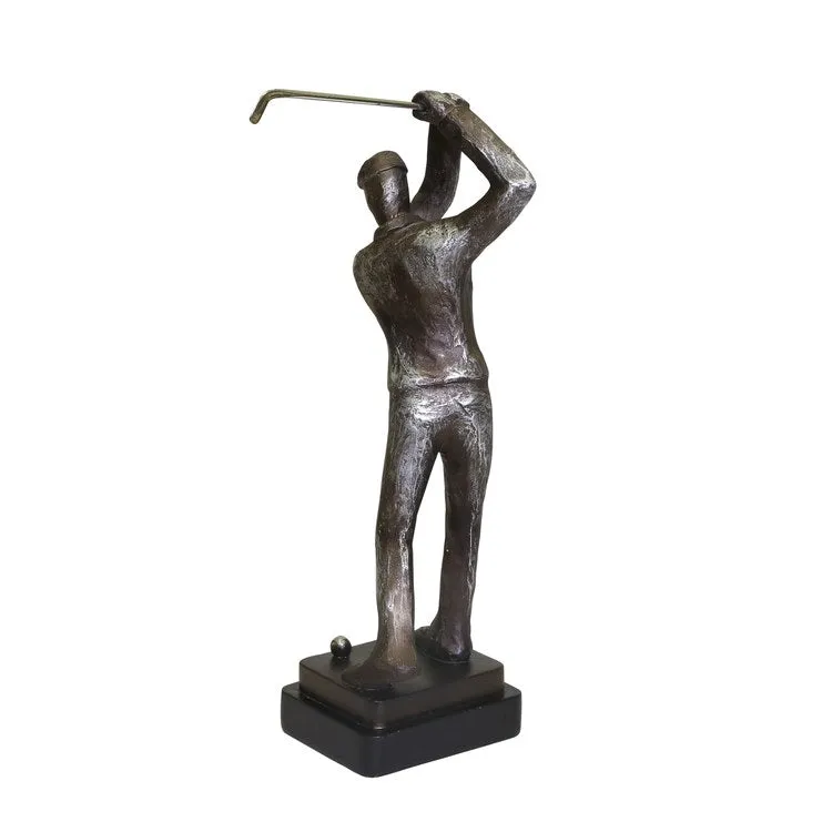 6" x 4" x 14" Silver Polyresin Golfer Figurine