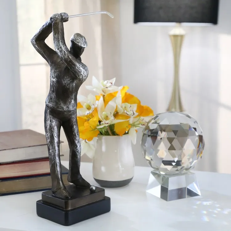 6" x 4" x 14" Silver Polyresin Golfer Figurine