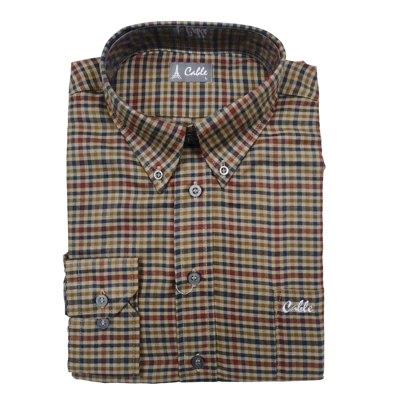 Aero Cable Brown Checkered LS Shirt