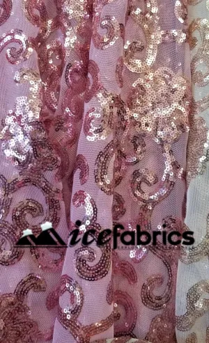 All Over Burgundy Mesh Glitz Mini Sequins Fabric
