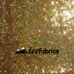 All Over Gold Holographic Mesh Glitz Mini Sequins Fabric