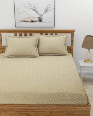 Beige  Glace Cotton Bedding Set with 2 Pillow Covers | Queen Size | 90 x 100 inches