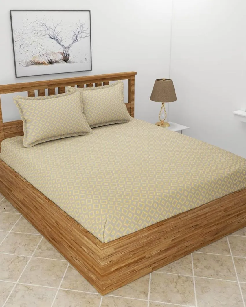 Beige  Glace Cotton Bedding Set with 2 Pillow Covers | Queen Size | 90 x 100 inches