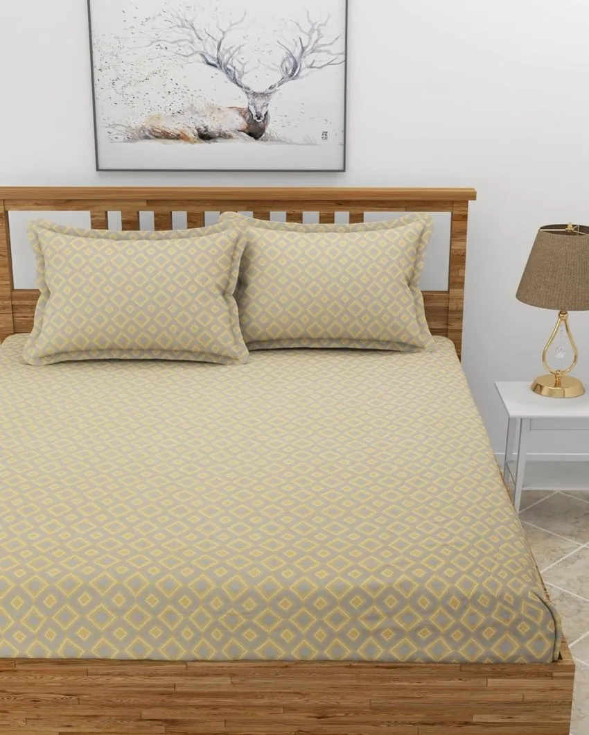 Beige  Glace Cotton Bedding Set with 2 Pillow Covers | Queen Size | 90 x 100 inches