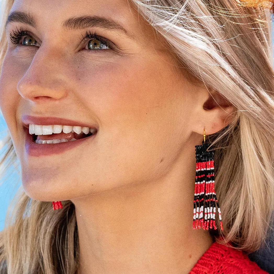 Billie Horizontal Stripe Fringe Earrings | Ink   Alloy
