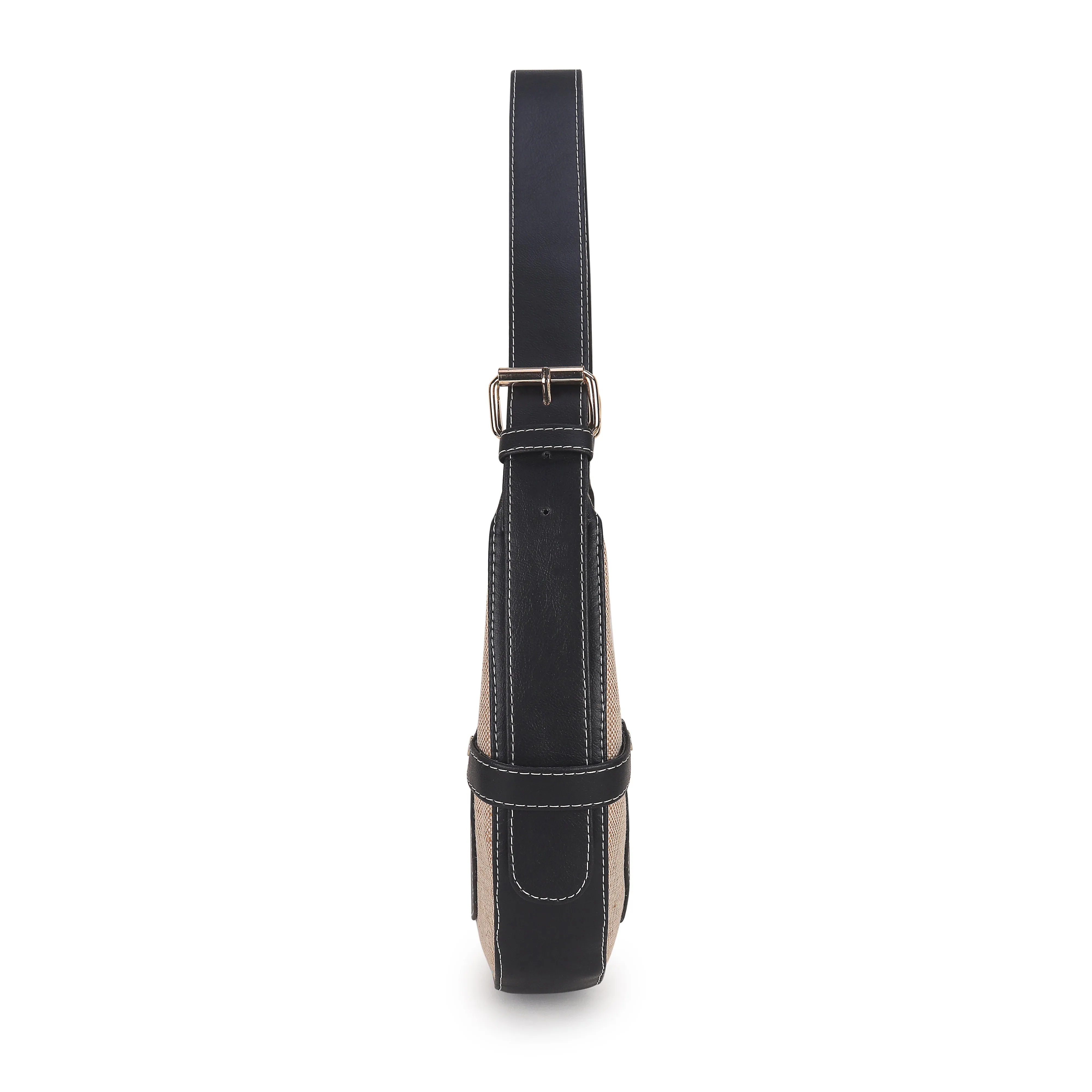 Black Beige Baguette Hand Bag