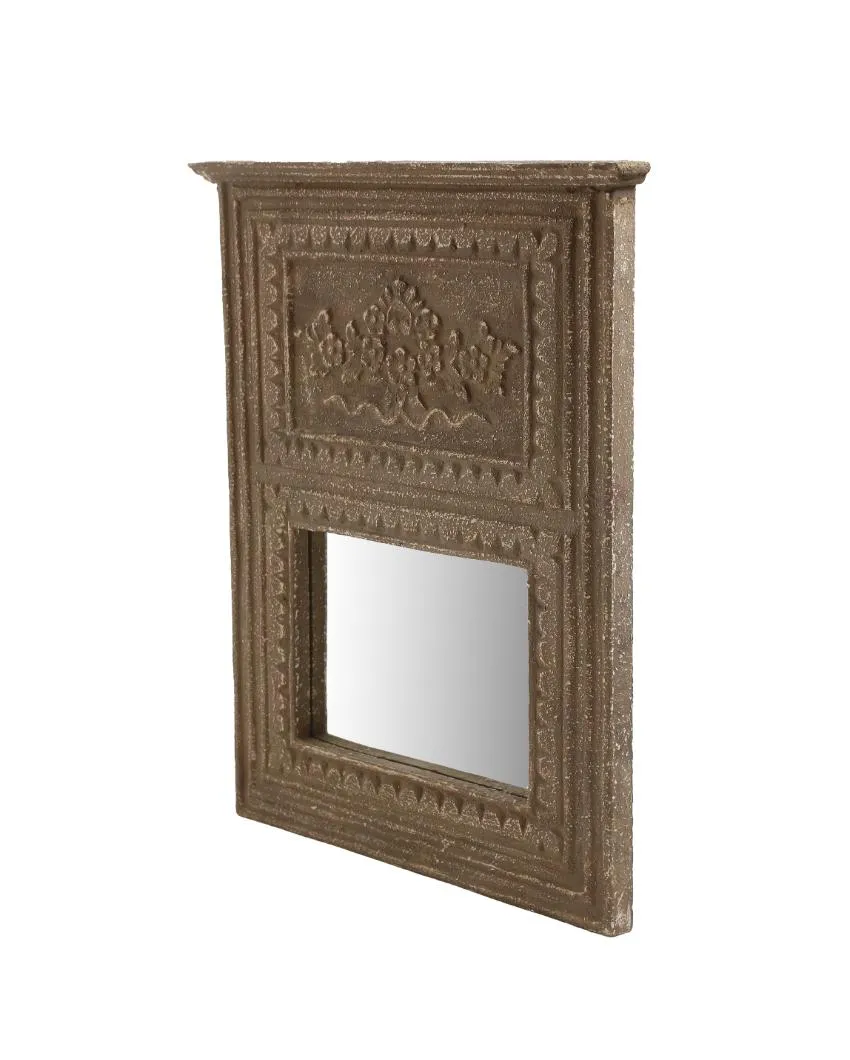 Brown Distress Finish French Style MDF Mirror | 24 x 19.5 inches