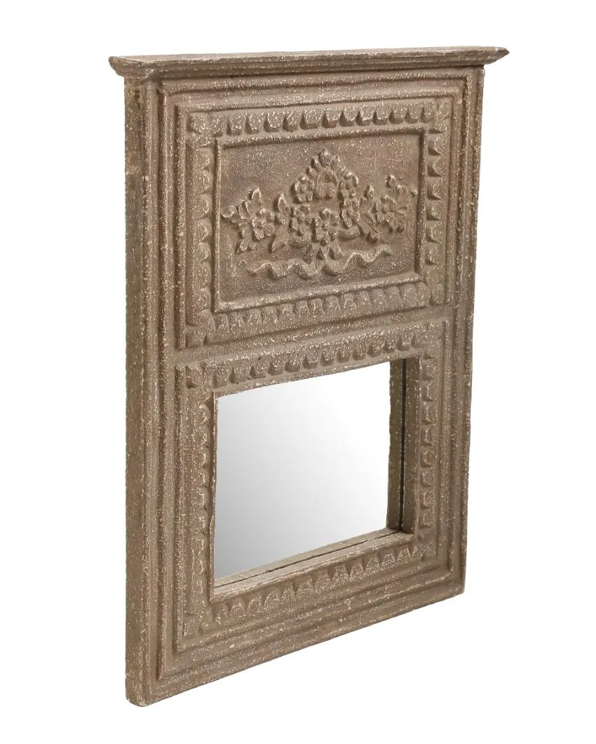 Brown Distress Finish French Style MDF Mirror | 24 x 19.5 inches