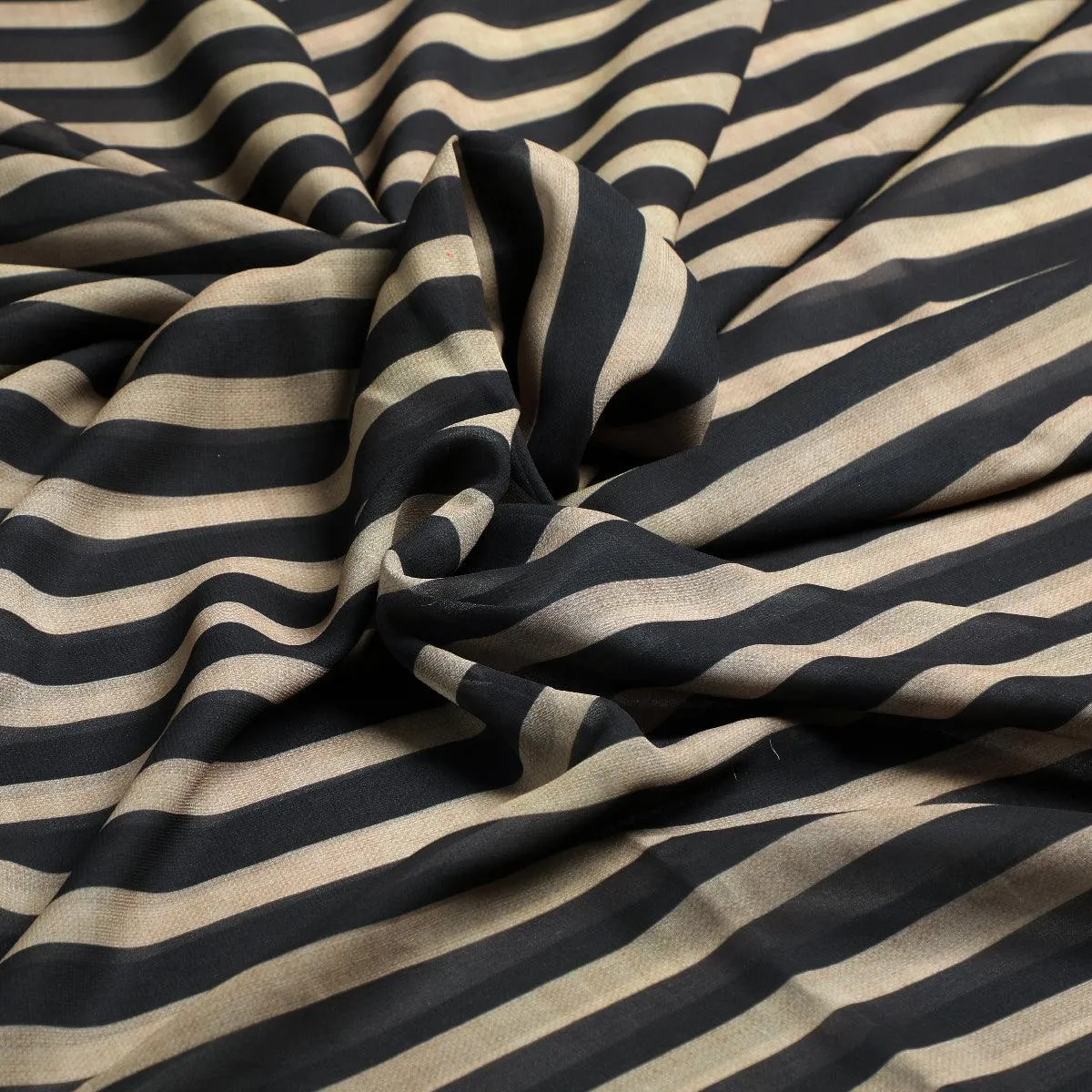 Brown Stripes Digital Printed Fabric - Weightless
