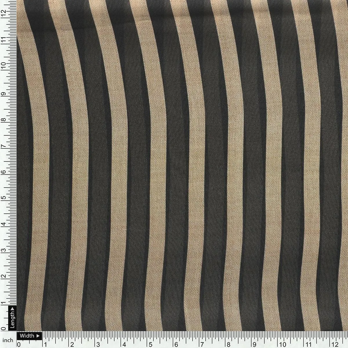 Brown Stripes Digital Printed Fabric - Weightless