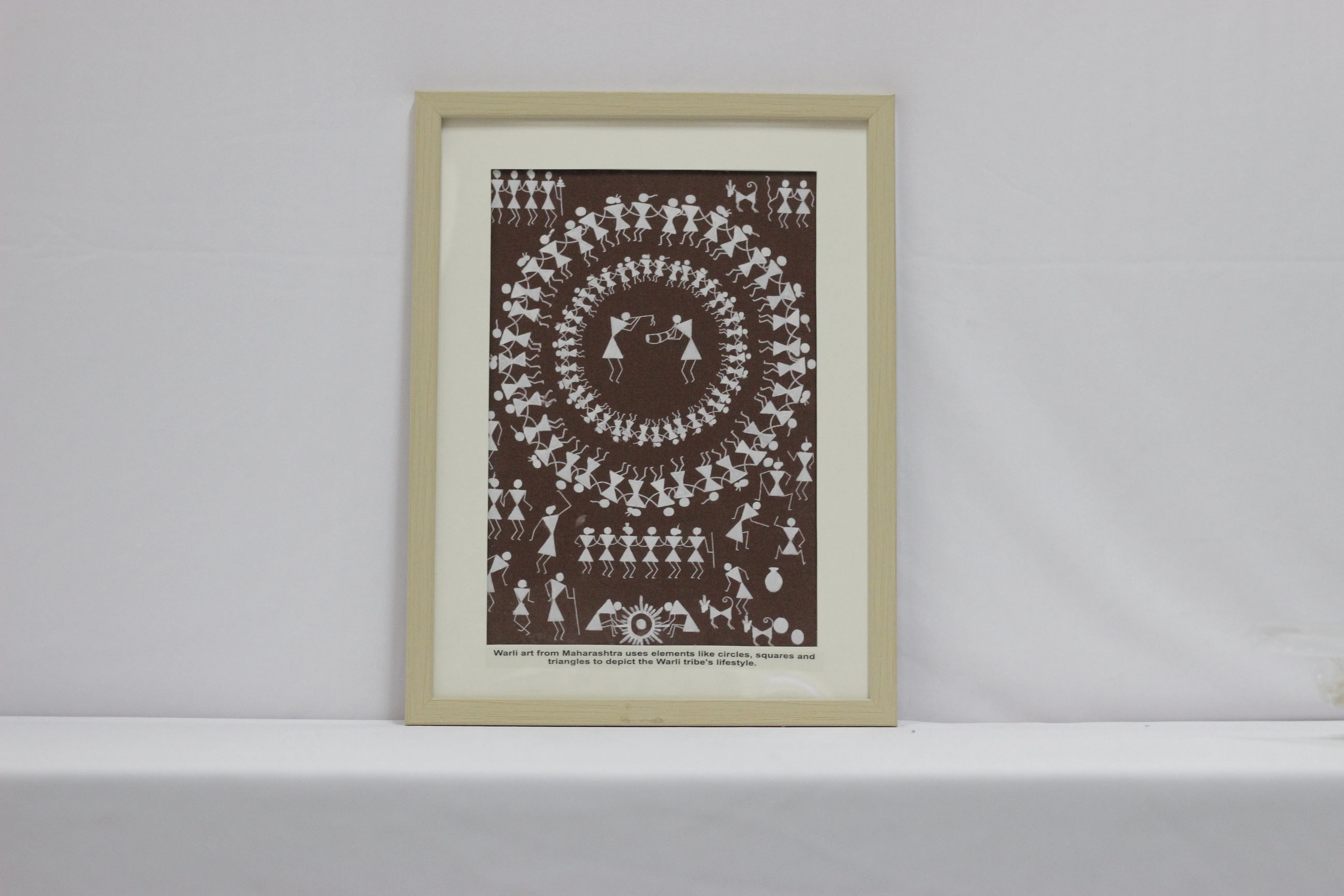 Brown Warli Handpainted Art, Unframed