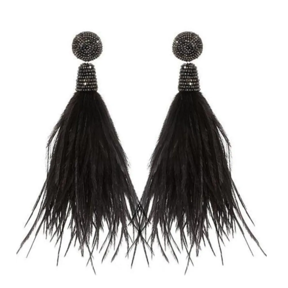 Charcoal Feather Earrings