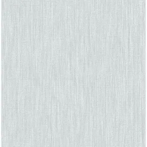 Chenille Faux Linen Wallpaper in Light Blue from the Bluebell Collection