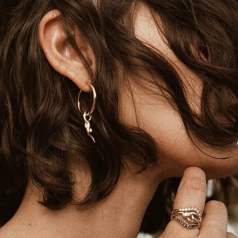 Coiled Serpent Hoop Earring - Sterling Silver