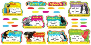 Colorful Birds Parts of Speech Bulletin Board Set