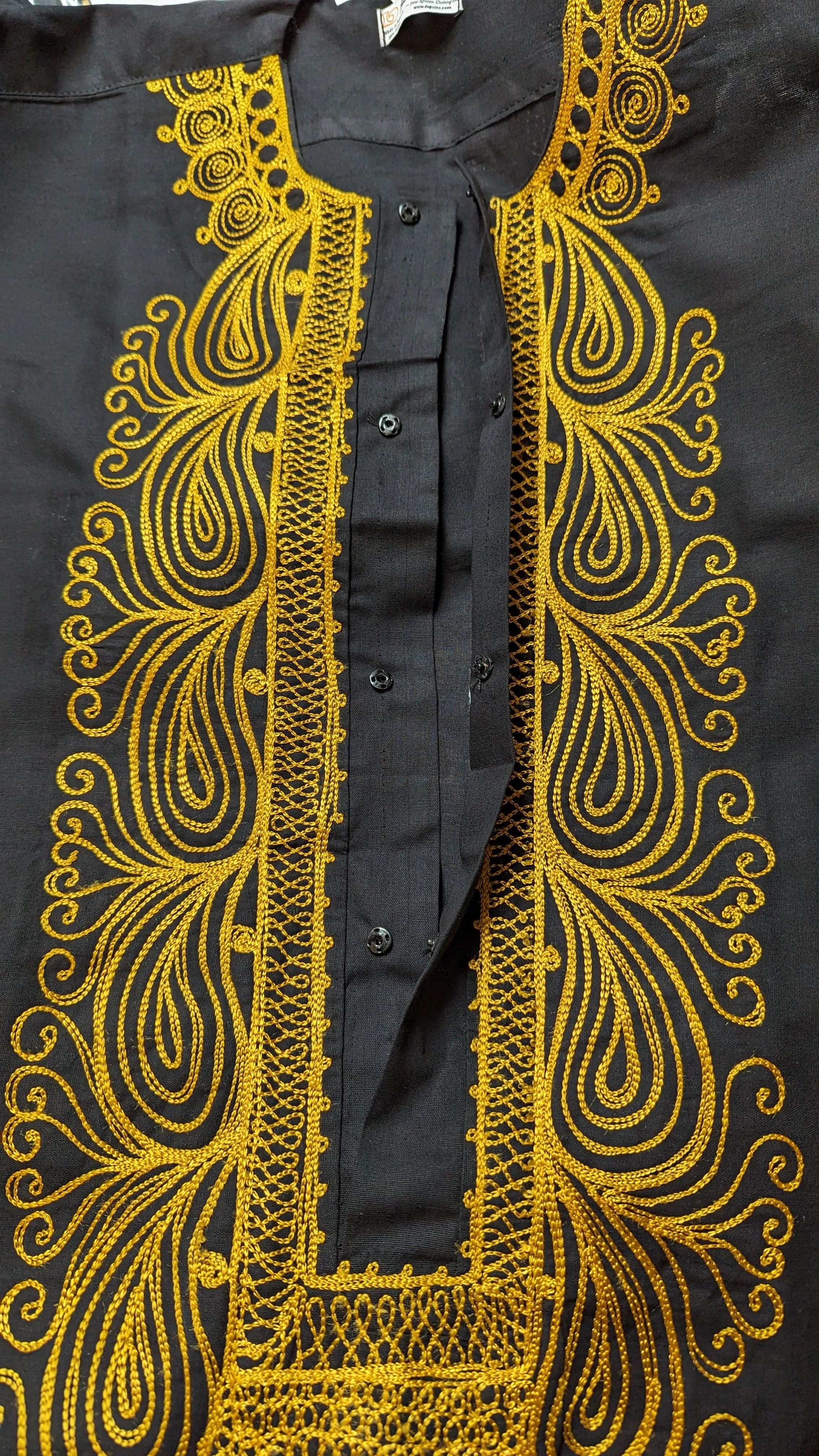 Dupsie's Black and Gold Embroidered Ayo Aláàfin" Dashiki African Shirt DP3776MDF