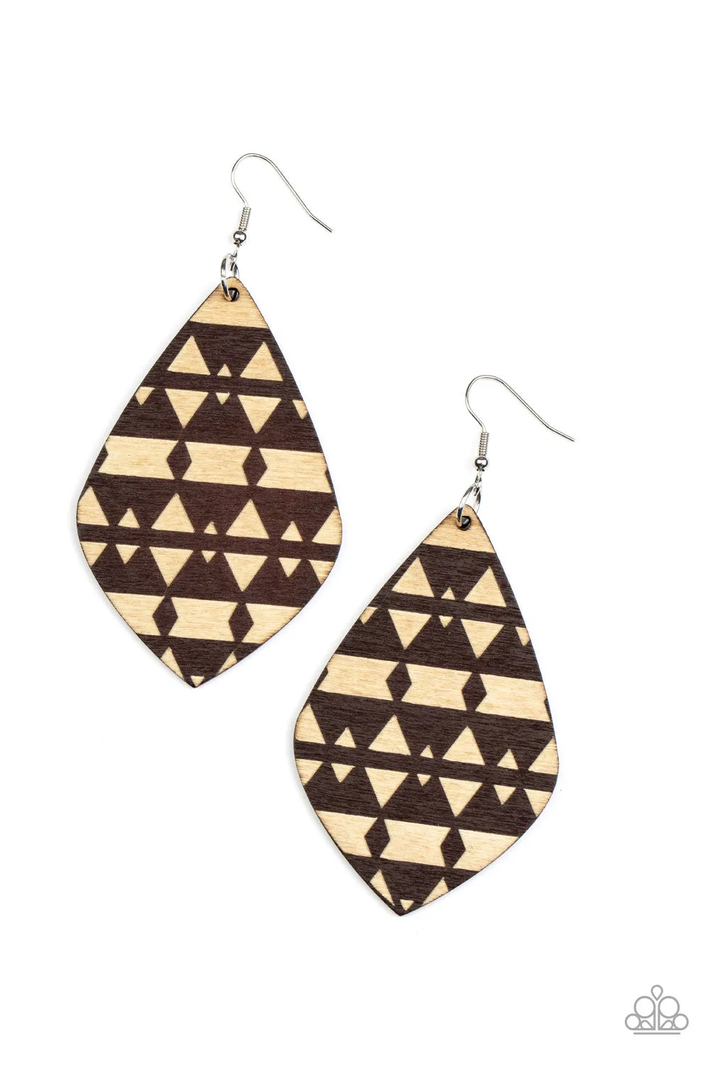 Earrings Zimbabwe Zoo - Brown Wood E551