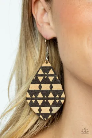 Earrings Zimbabwe Zoo - Brown Wood E551