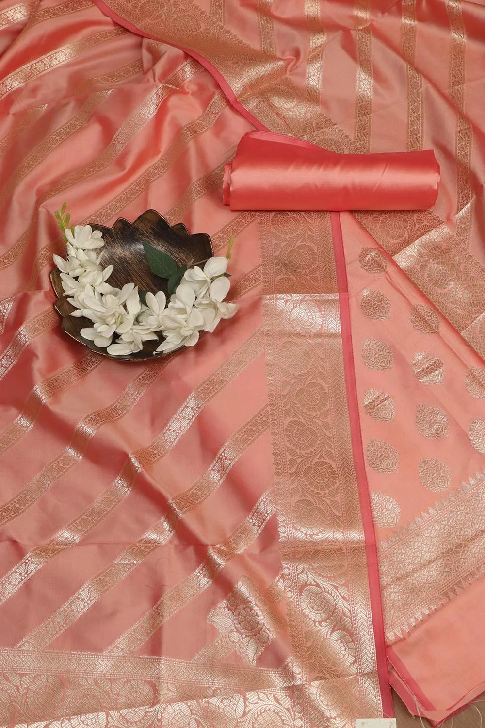 Elegant Orange Banarasi Silk Suit