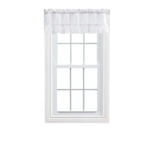 Ellis Stacey 1.5" Rod Pocket High Quality Fabric Solid Color Window Ruffled Filler Valance 54"x13" White
