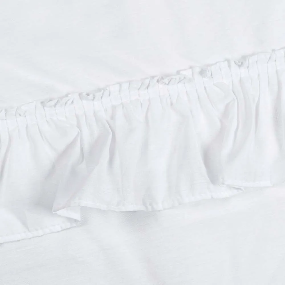 Ellis Stacey 1.5" Rod Pocket High Quality Fabric Solid Color Window Ruffled Filler Valance 54"x13" White