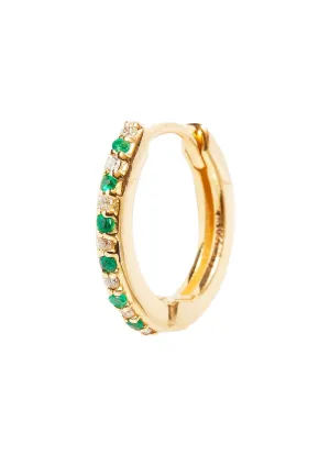 Emerald and Diamond Hinge Hoop