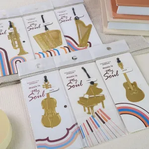 Exquisite Musical Instrument Metal Mini Bookmark Creative Simple Bookmark Literary and Music Bookmark 6 Musical Instrument Styles Essential for Reading NP-H7TAQG-071