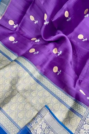 Exquisite Purple Handloom Banarasi Silk Saree