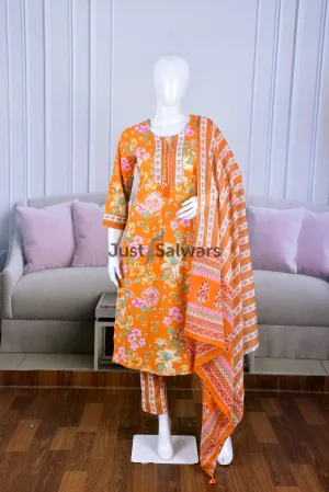 Floral Printed Cotton Suit Set