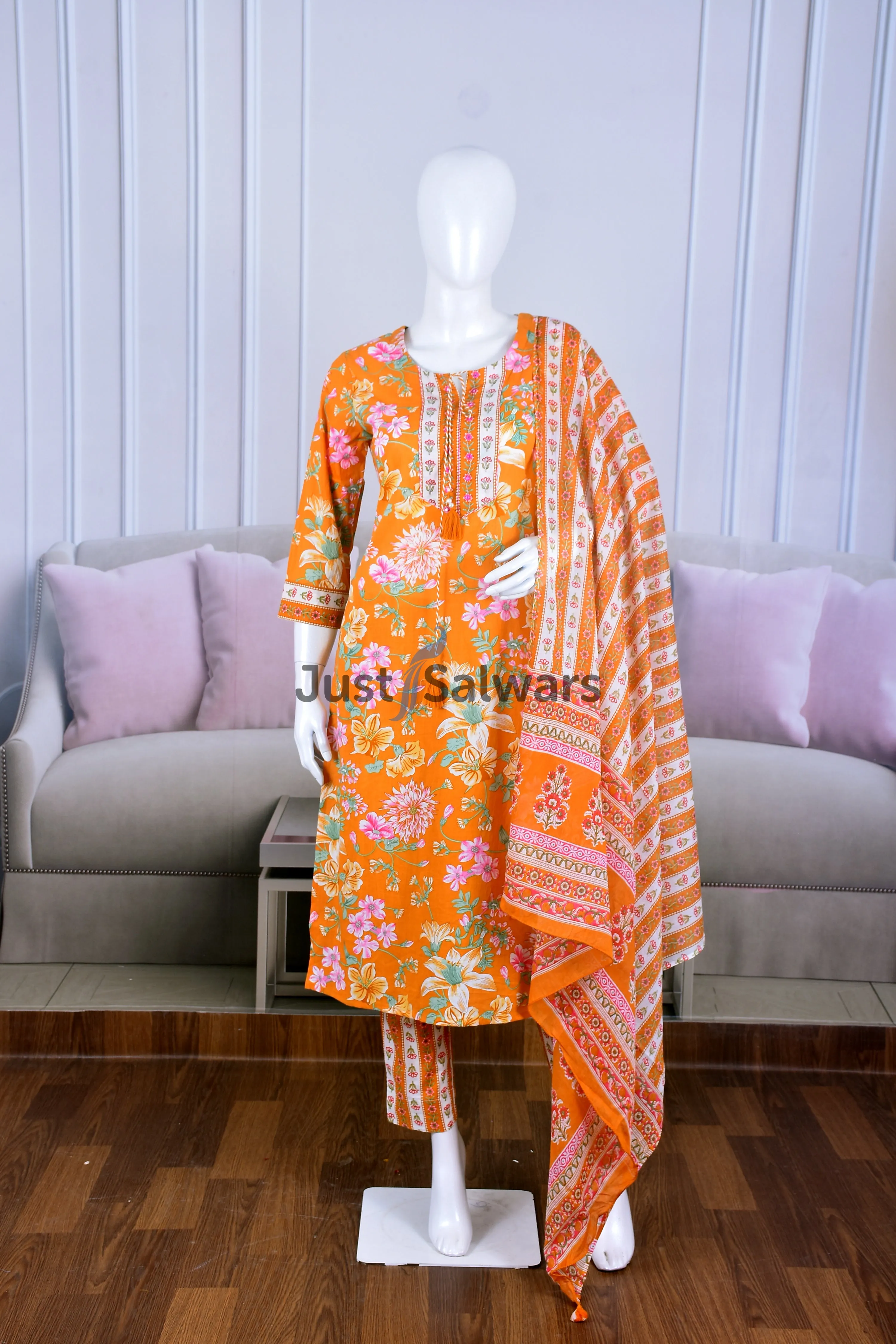 Floral Printed Cotton Suit Set