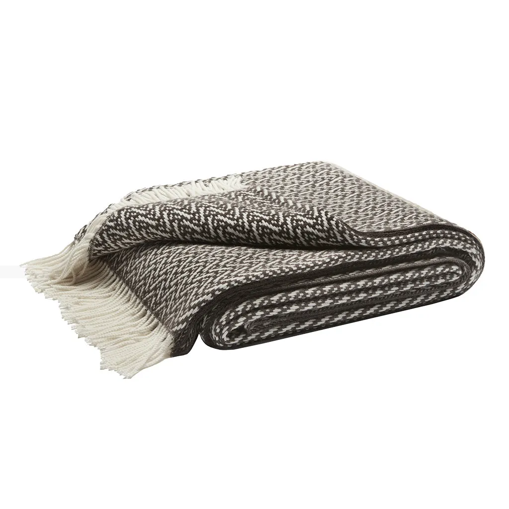 FRINGE CASHMERE THROW JACQUARD INDIANINA CARBON