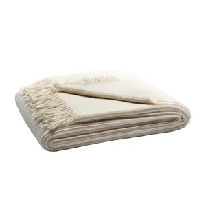 FRINGE CASHMERE THROW RICE GRAIN CREAM