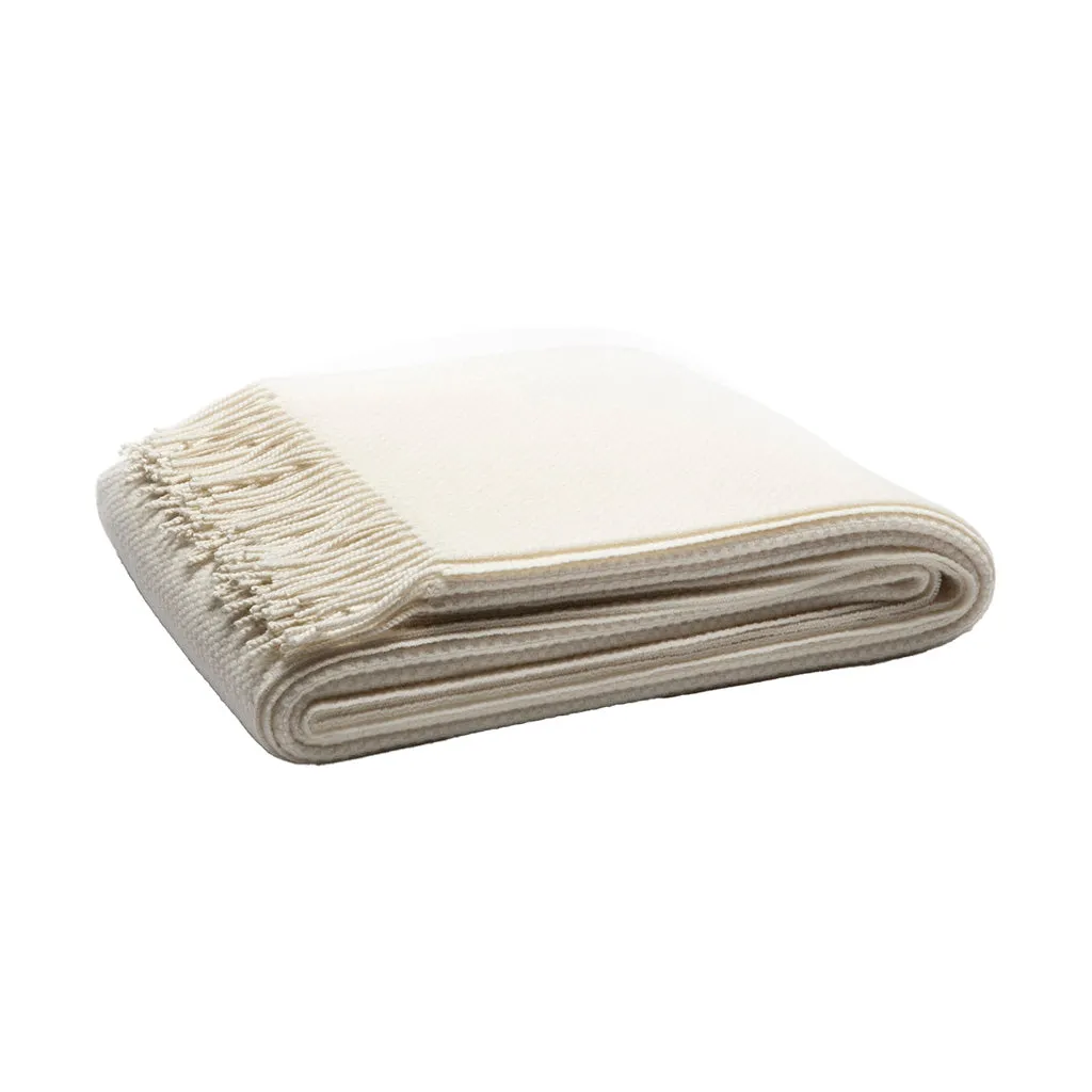 FRINGE CASHMERE THROW RICE GRAIN CREAM