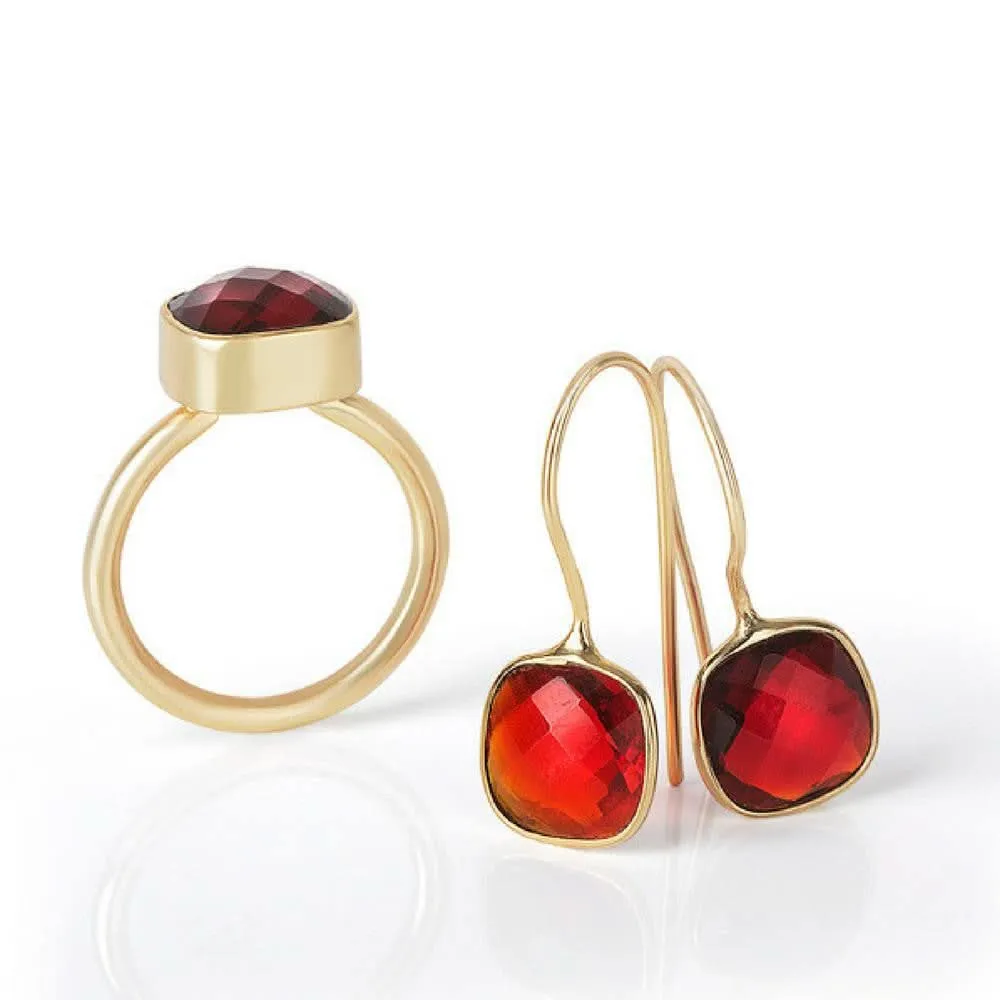 Garnet Earrings | Gold