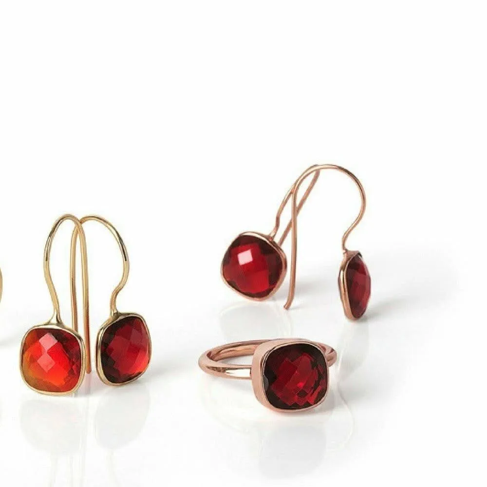 Garnet Earrings | Rose Gold