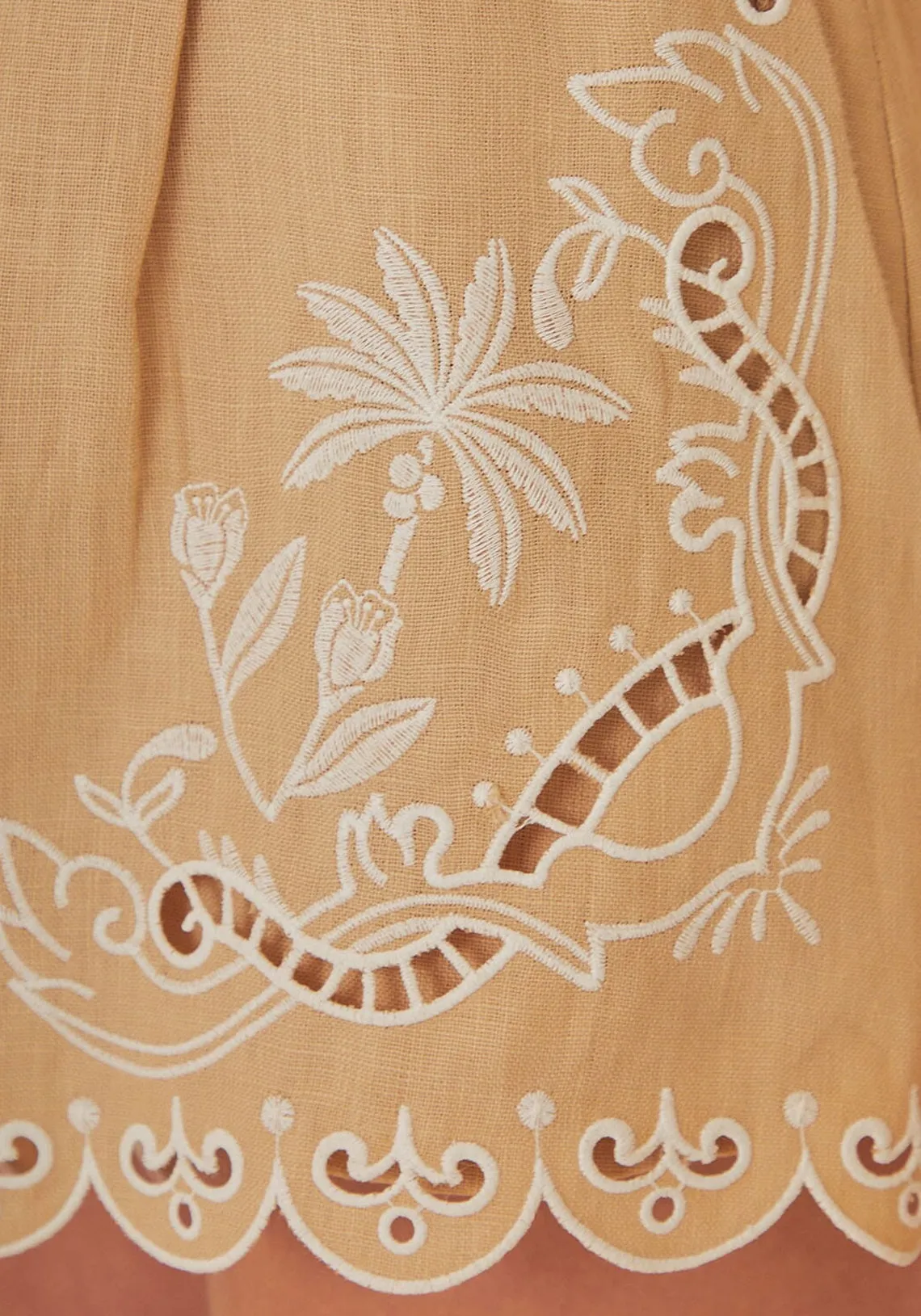 KHAKI EMBROIDERED SHORT