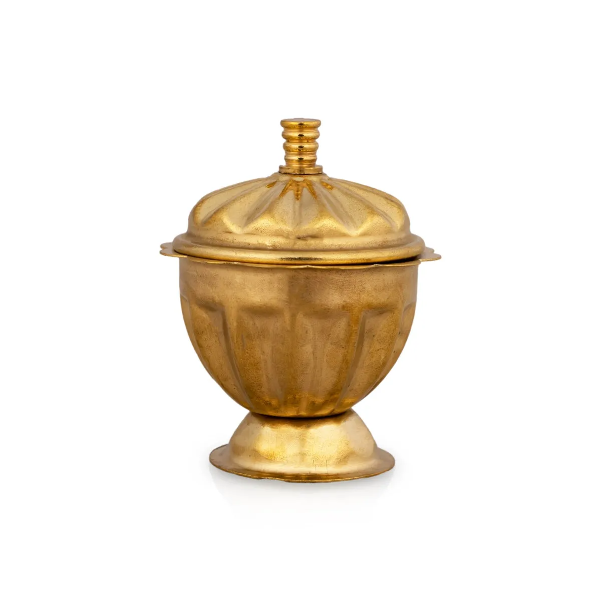Kumkum Box - 2 x 1.5 Inches | Brass Kumkum Bharani/ Rinku Design Sindoor Pot for Home/ 20 Gms Approx