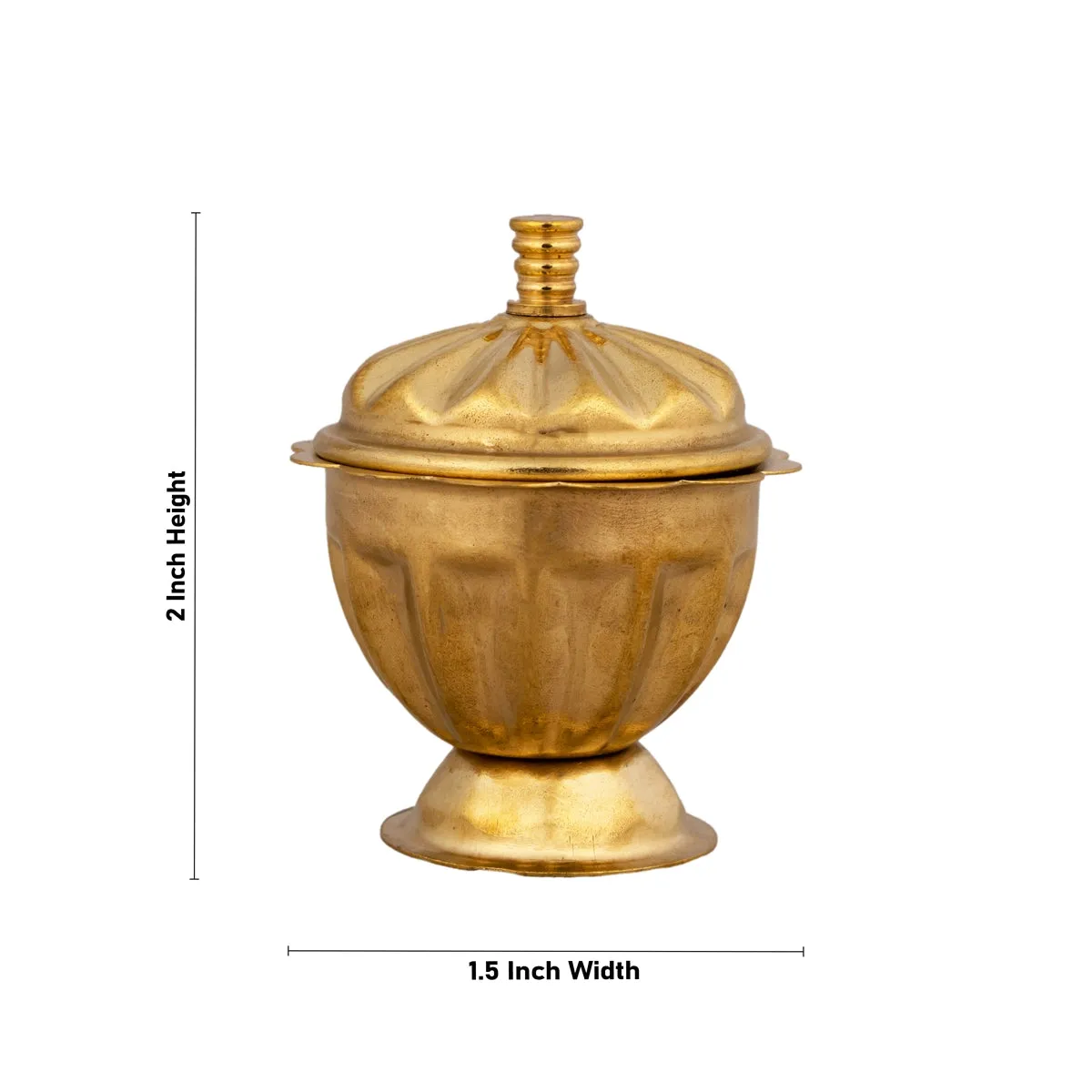 Kumkum Box - 2 x 1.5 Inches | Brass Kumkum Bharani/ Rinku Design Sindoor Pot for Home/ 20 Gms Approx