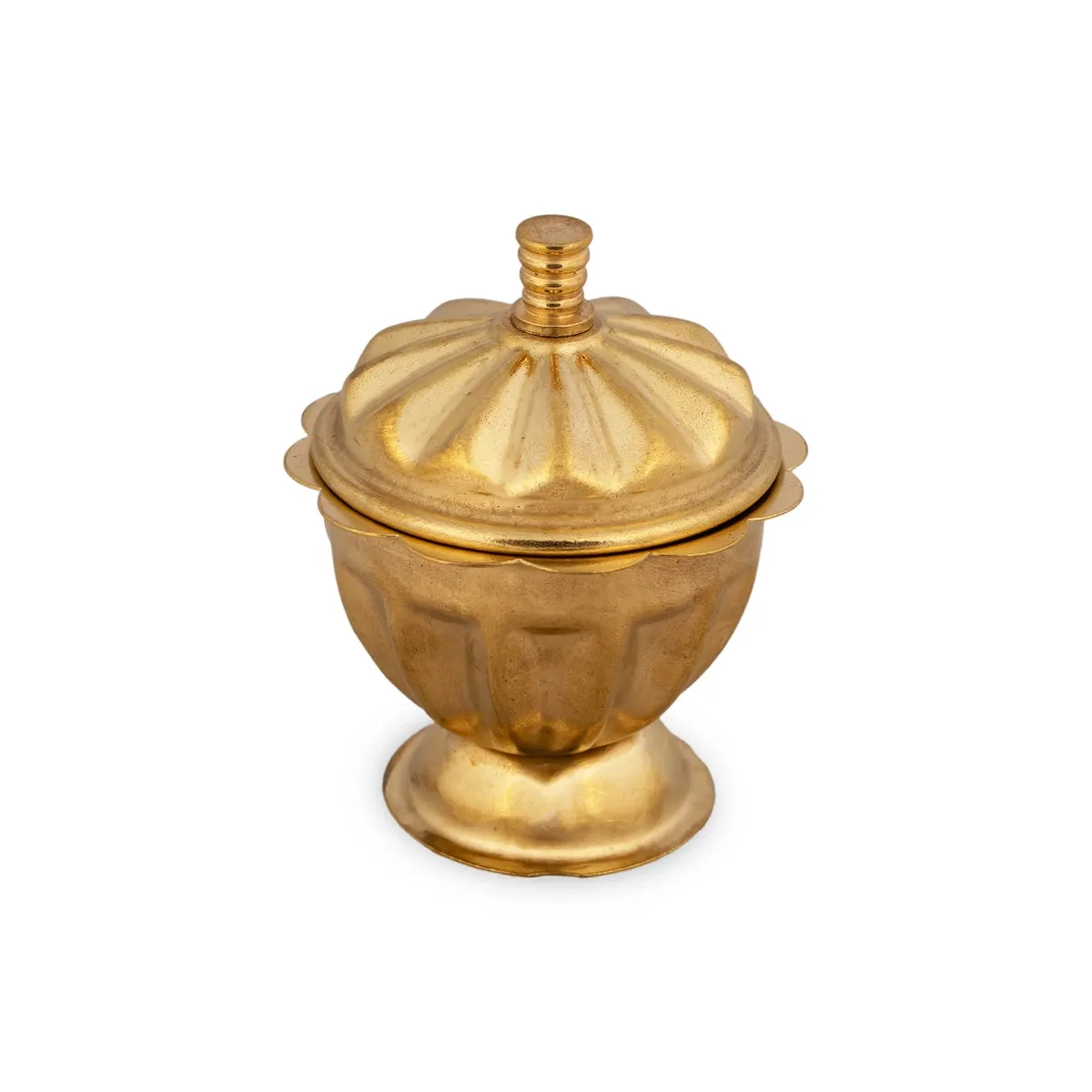 Kumkum Box - 2 x 1.5 Inches | Brass Kumkum Bharani/ Rinku Design Sindoor Pot for Home/ 20 Gms Approx