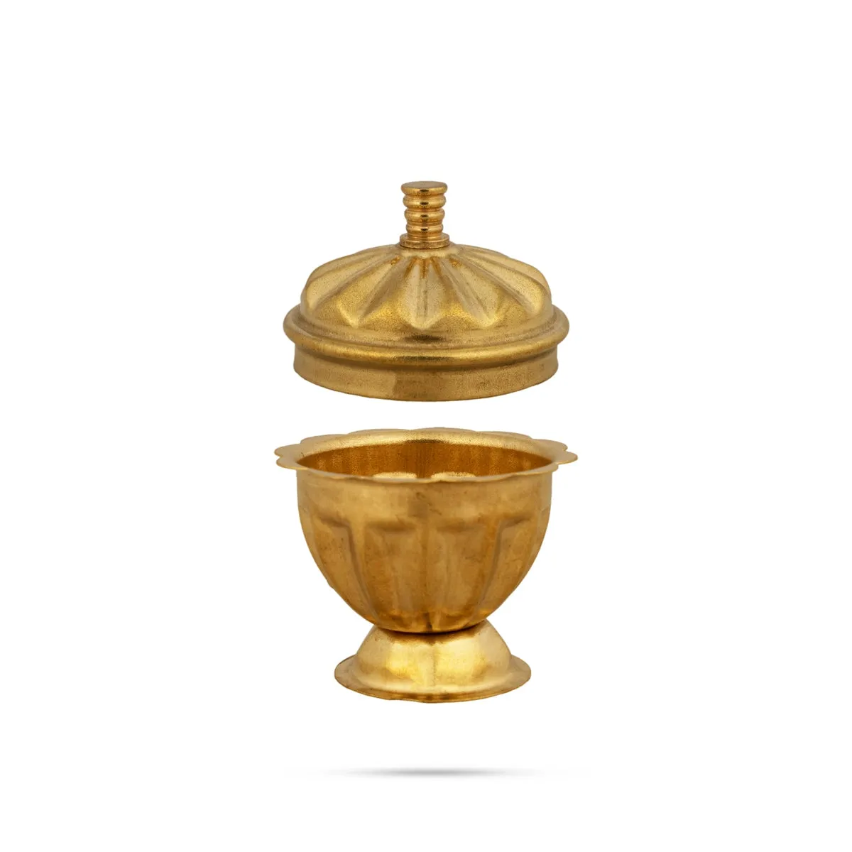Kumkum Box - 2 x 1.5 Inches | Brass Kumkum Bharani/ Rinku Design Sindoor Pot for Home/ 20 Gms Approx