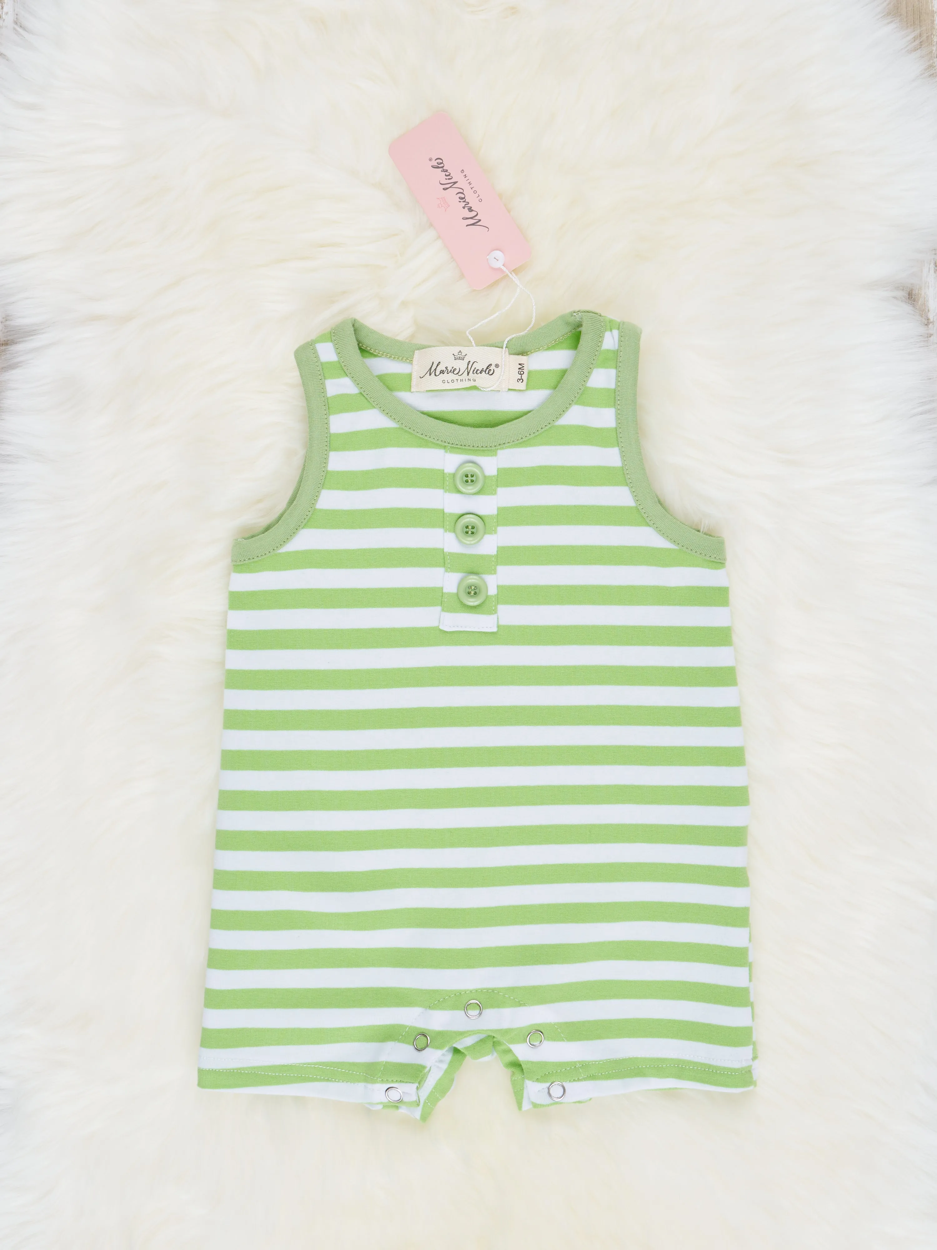 Lime Striped Romper
