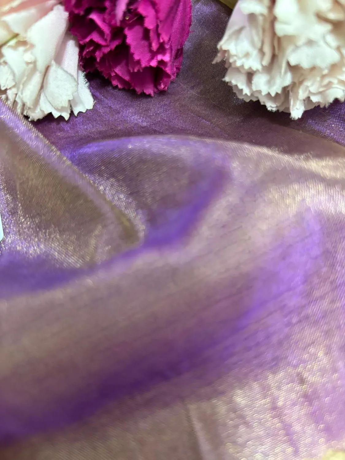Luxurious Purple Banarasi Tissue Silk Fabric - 1 Mtr