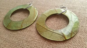Manga Leaves Coconut Big Statement Earrings Round Eco Friendly, Mango Manga Earrings