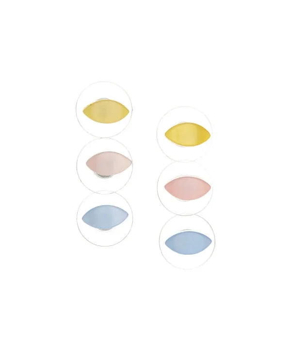 Marquis Moonglow Pastel Tone Stud Earring Set - Lucite Post Earrings - Pink Light Blue Yellow